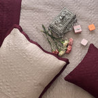 Sadyaska Maroon and Buff Imperial Cotton Reversible 1 Pcs Bedspread