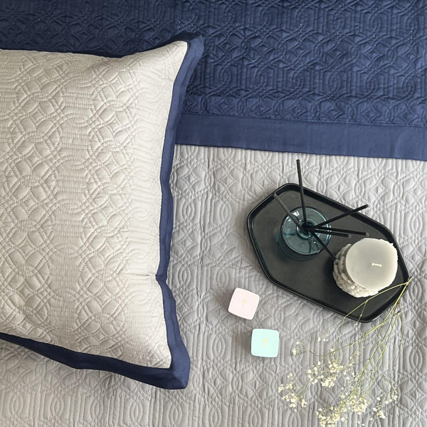 Sadyaska Navy and Grey Imperial Cotton Reversible 1 Pcs Bedspread