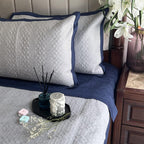 Sadyaska Navy and Grey Imperial Cotton Reversible 1 Pcs Bedspread