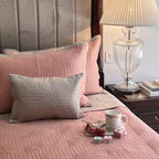 Sadyaska Coral and Beige Mosaic Cotton Reversible 1 Pcs Bedspread