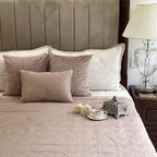 Sadyaska Buff and Ivory Trigon Cotton Reversible 1 Pcs Bedspread
