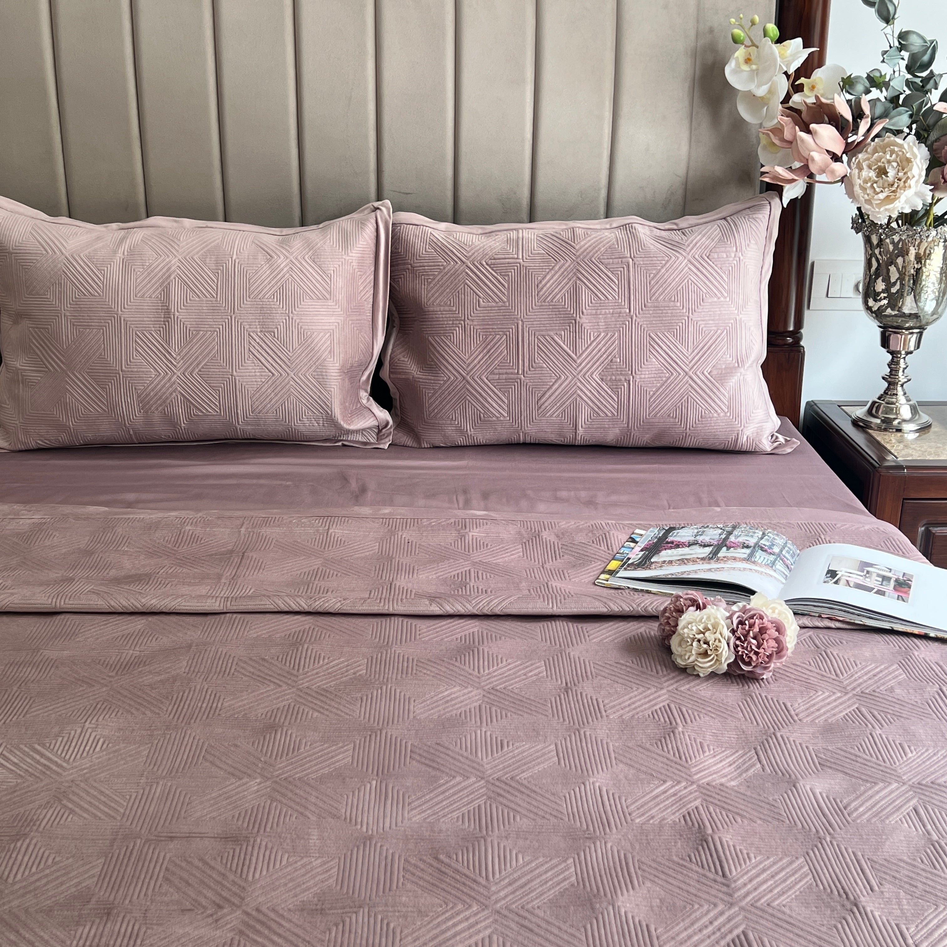 Sadyaska Bonito Onion Pink Velvet 1 Pcs Bedspread