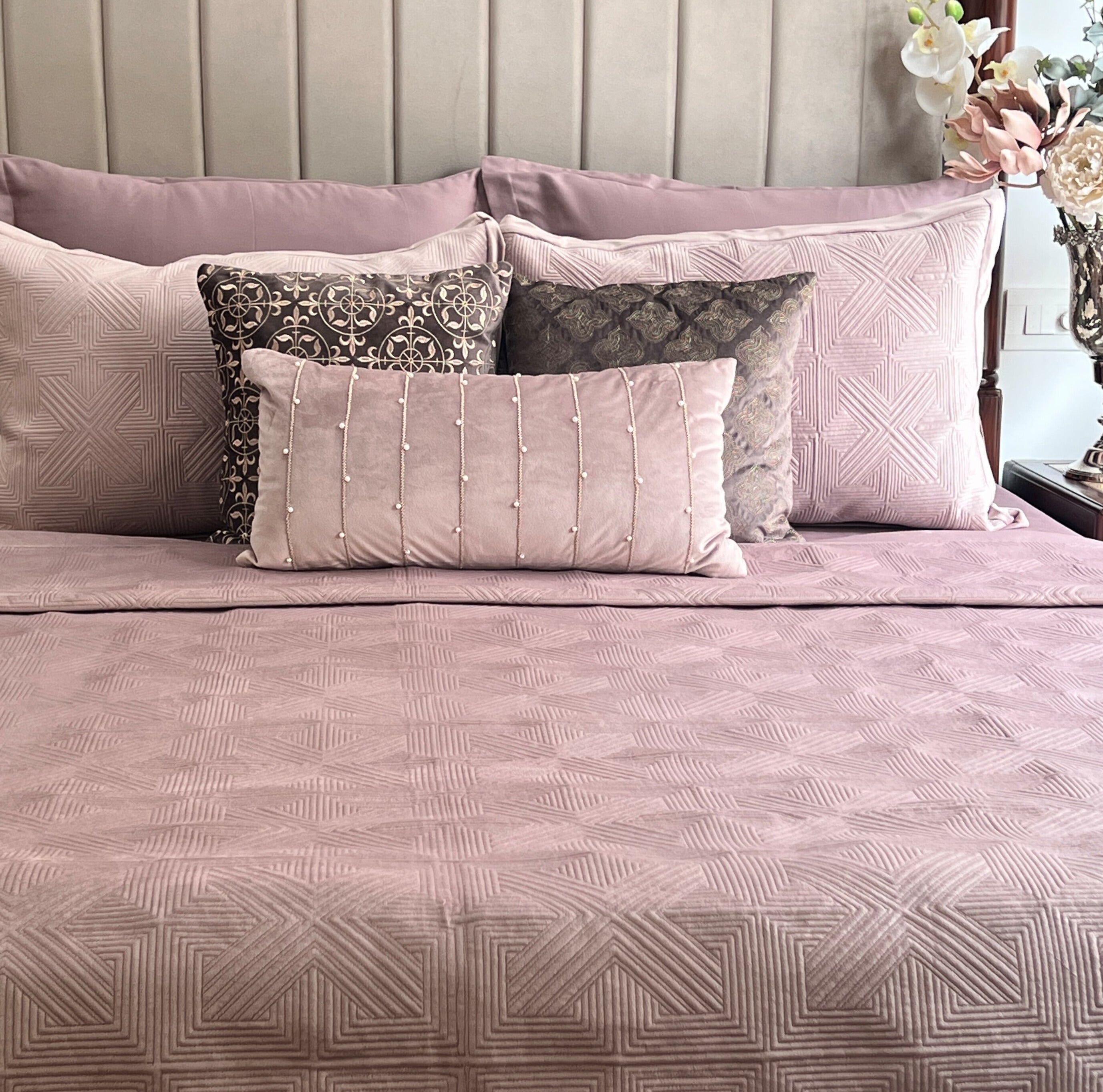 Sadyaska Bonito Onion Pink Velvet 1 Pcs Bedspread