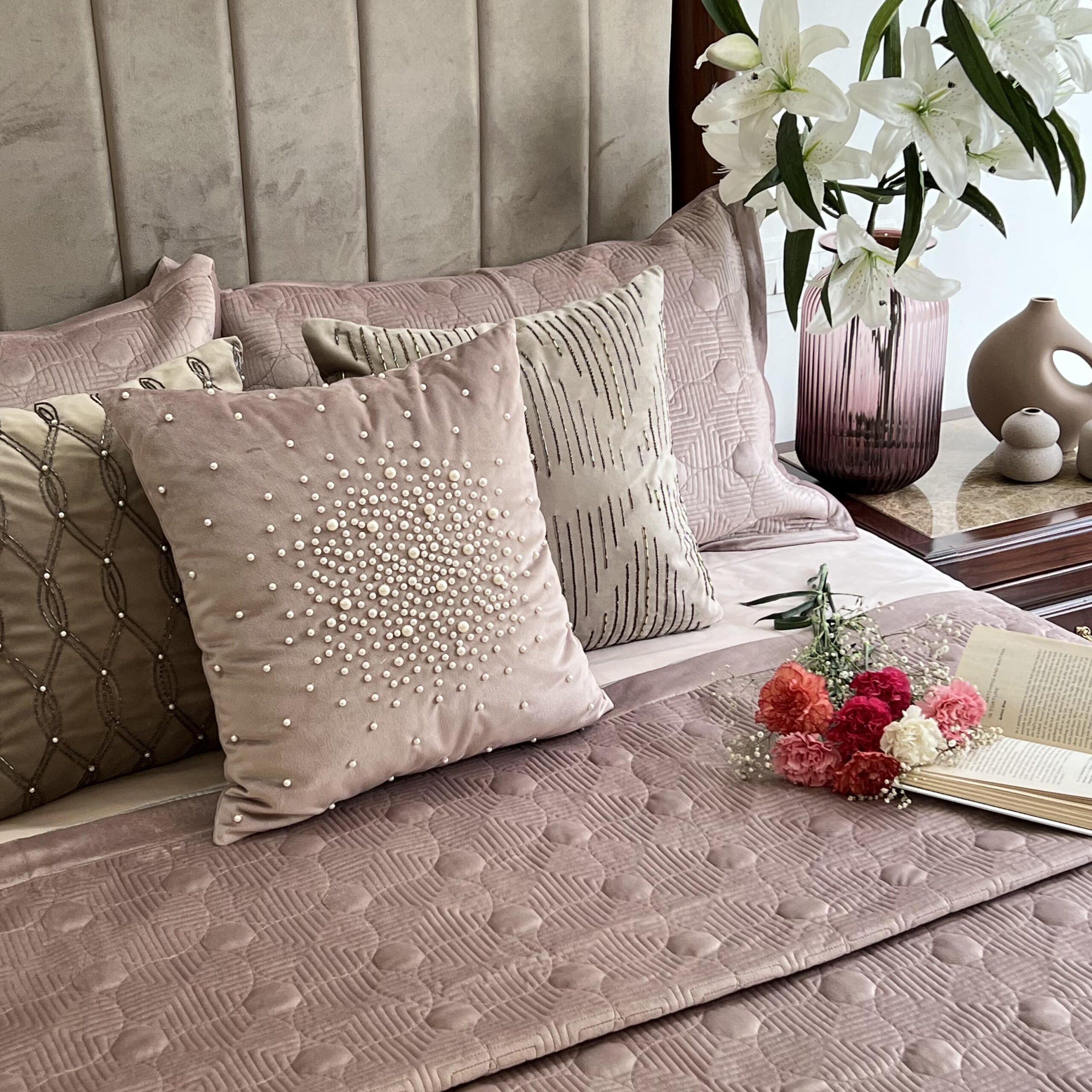 Sadyaska Bubble Onion Pink Velvet 1 Pcs Bedspread