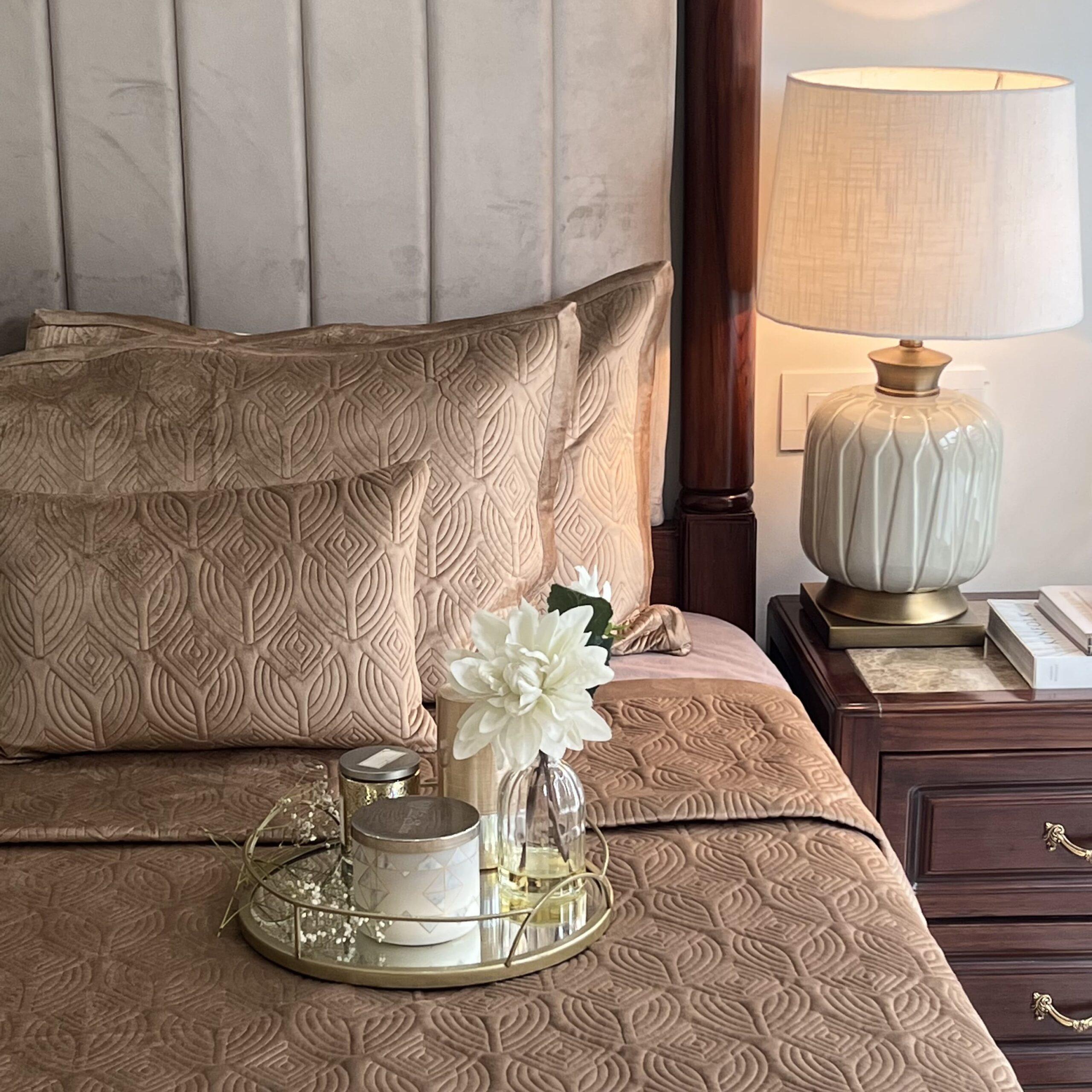 Sadyaska Dolce Camel Velvet 1 Pcs Bedspread