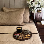 Sadyaska Herringbone Camel Velvet 1 Pcs Bedspread