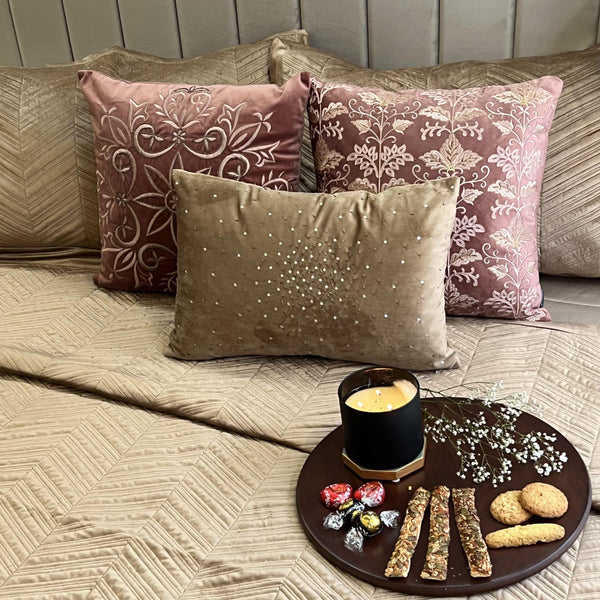 Sadyaska Herringbone Camel Velvet 1 Pcs Bedspread