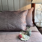 Sadyaska Herringbone Lilac Velvet 1 Pcs Bedspread
