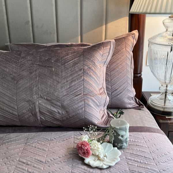 Sadyaska Herringbone Lilac Velvet 1 Pcs Bedspread