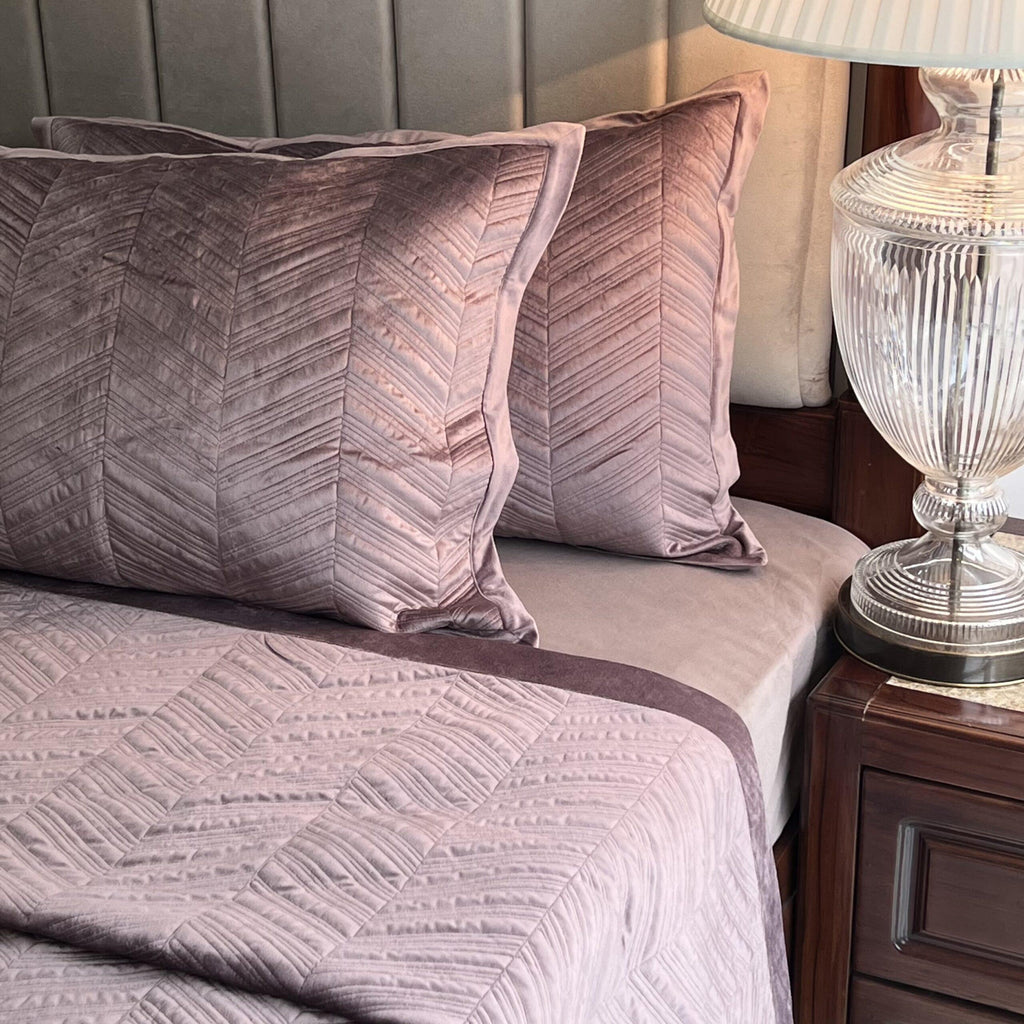 Sadyaska Herringbone Lilac Velvet 1 Pcs Bedspread