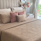 Sadyaska Lindo Champagne Gold Velvet 1 Pcs Bedspread