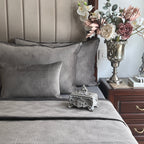 Sadyaska Maze Dark Grey Velvet 1 Pcs Bedspread