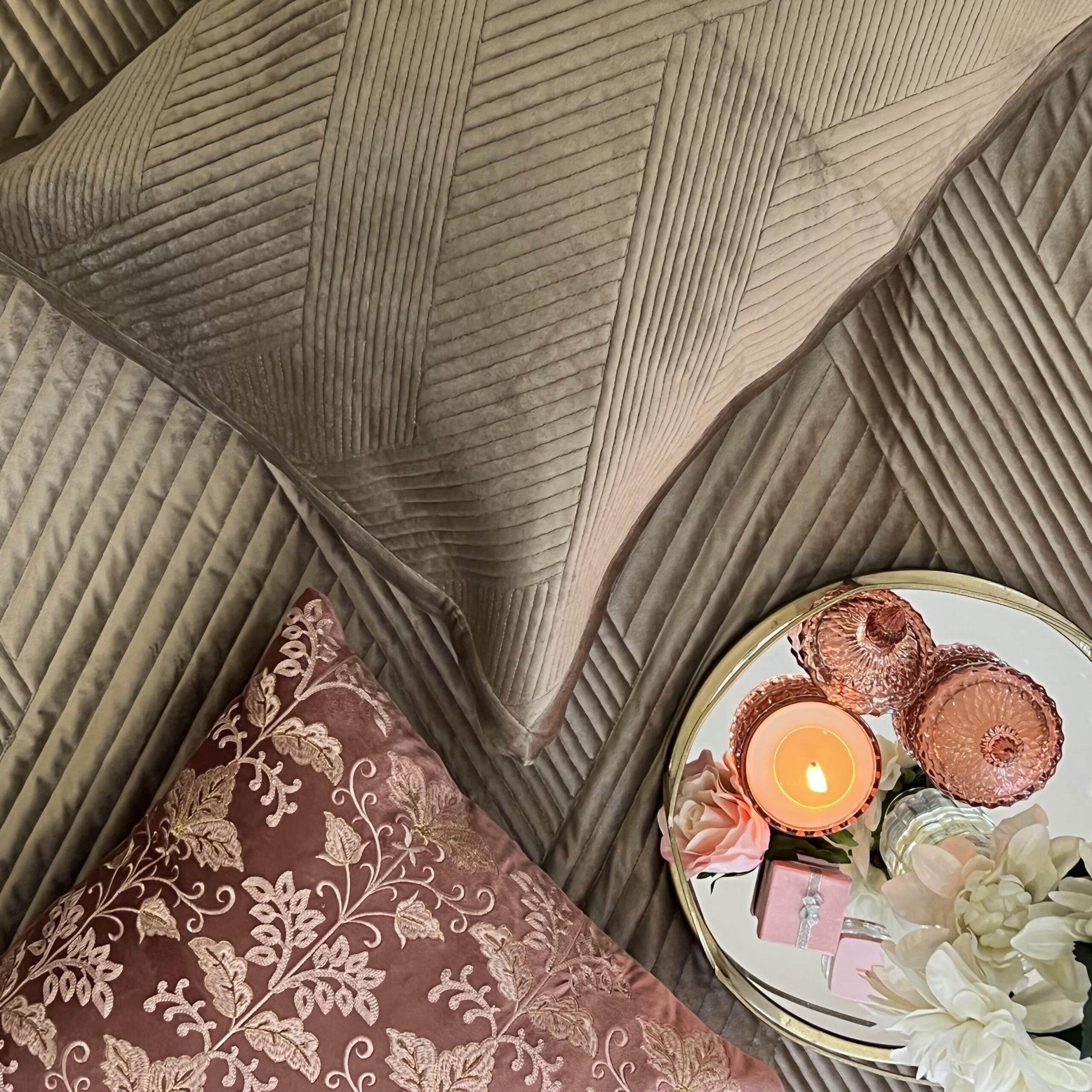 Sadyaska Regal Rose Gold Velvet 1 Pcs Bedspread