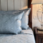 Sadyaska Squared Powder Blue Velvet 1 Pcs Bedspread