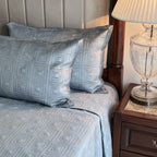 Sadyaska Squared Powder Blue Velvet 1 Pcs Bedspread