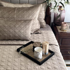 Sadyaska Stellar Champagne Gold Velvet 1 Pcs Bedspread