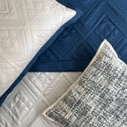 Sadyaska Quilted Navy and Ivory Cliff Reversible 1 Pcs Bedspread