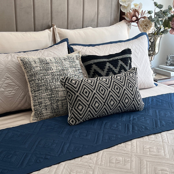 Sadyaska Quilted Navy and Ivory Cliff Reversible 1 Pcs Bedspread