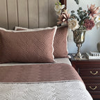 Sadyaska Quilted Brandy Rose and Beige Comber Reversible 1 Pcs Bedspread