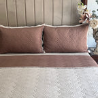 Sadyaska Quilted Brandy Rose and Beige Comber Reversible 1 Pcs Bedspread