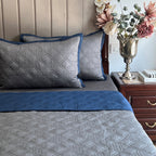 Sadyaska Quilted Navy and Dark Grey Gizmo Reversible 1 Pcs Bedspread