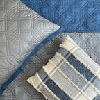 Sadyaska Quilted Navy and Dark Grey Gizmo Reversible 1 Pcs Bedspread