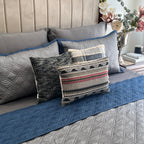 Sadyaska Quilted Navy and Dark Grey Gizmo Reversible 1 Pcs Bedspread