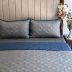Sadyaska Quilted Navy and Dark Grey Gizmo Reversible 1 Pcs Bedspread
