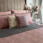 Sadyaska Quilted Old Rose and Dark Grey Ornate Reversible 1 Pcs Bedspread