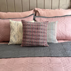 Sadyaska Quilted Old Rose and Dark Grey Ornate Reversible 1 Pcs Bedspread