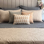 Sadyaska Quilted Sand and Dark Grey Rhombic Reversible 1 Pcs Bedspread
