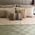 Sadyaska Quilted Forest Green and Sand Ripple Reversible 1 Pcs Bedspread