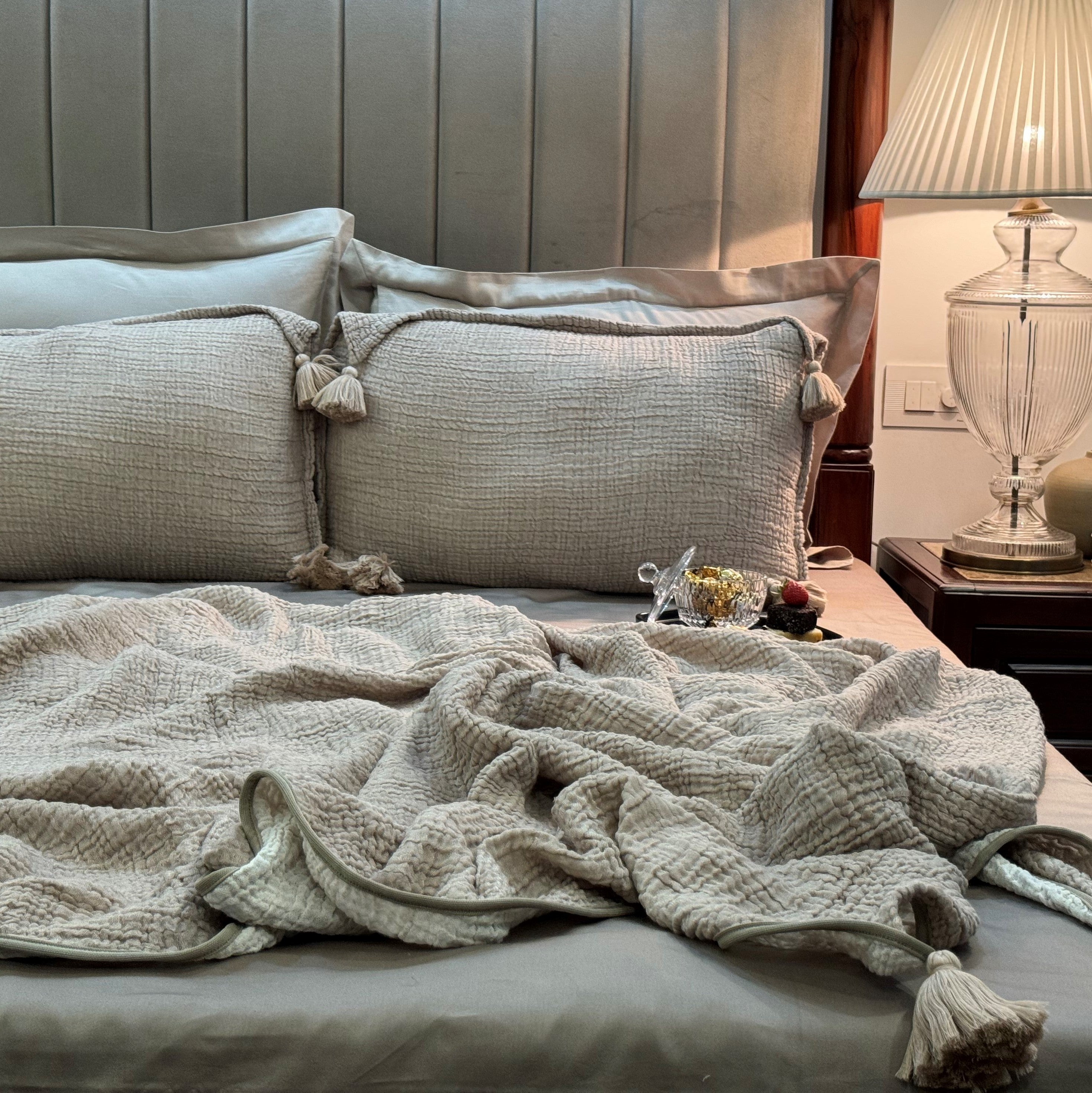 Sadyaska Meraki Beige Woven 1 Pcs Bedspread