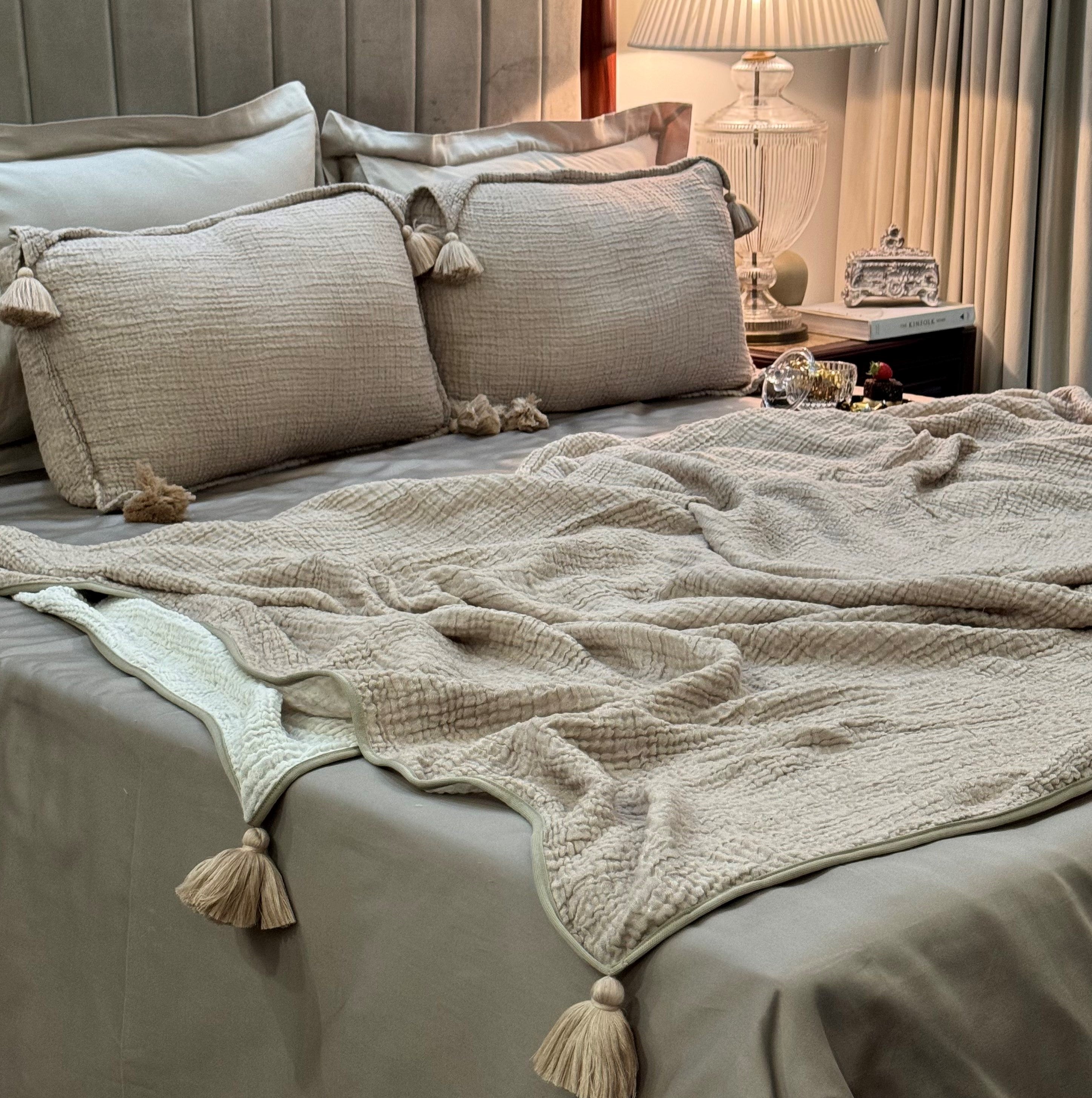 Sadyaska Meraki Beige Woven 1 Pcs Bedspread