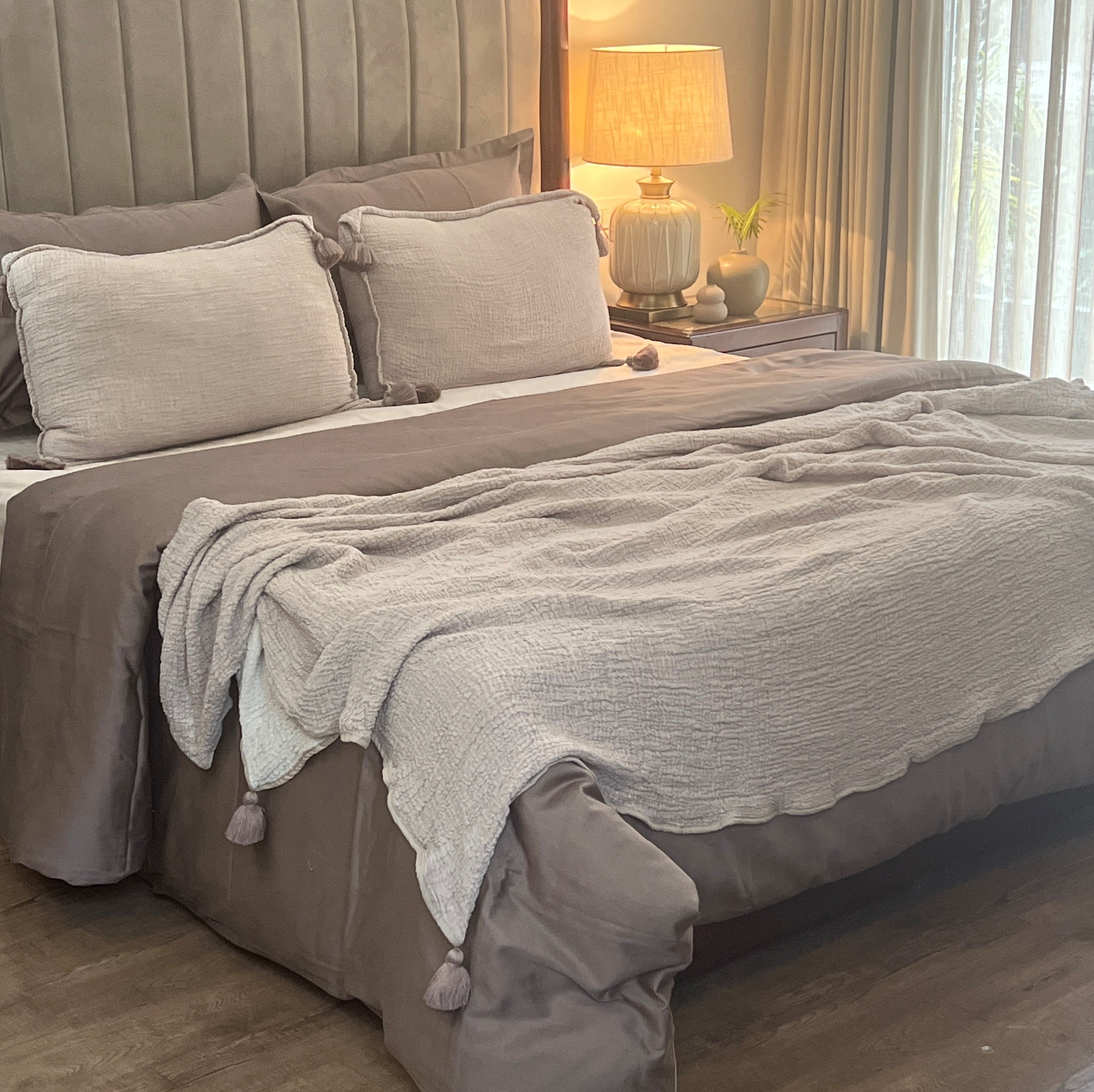 Sadyaska Meraki Buff Woven 1 Pcs Bedspread