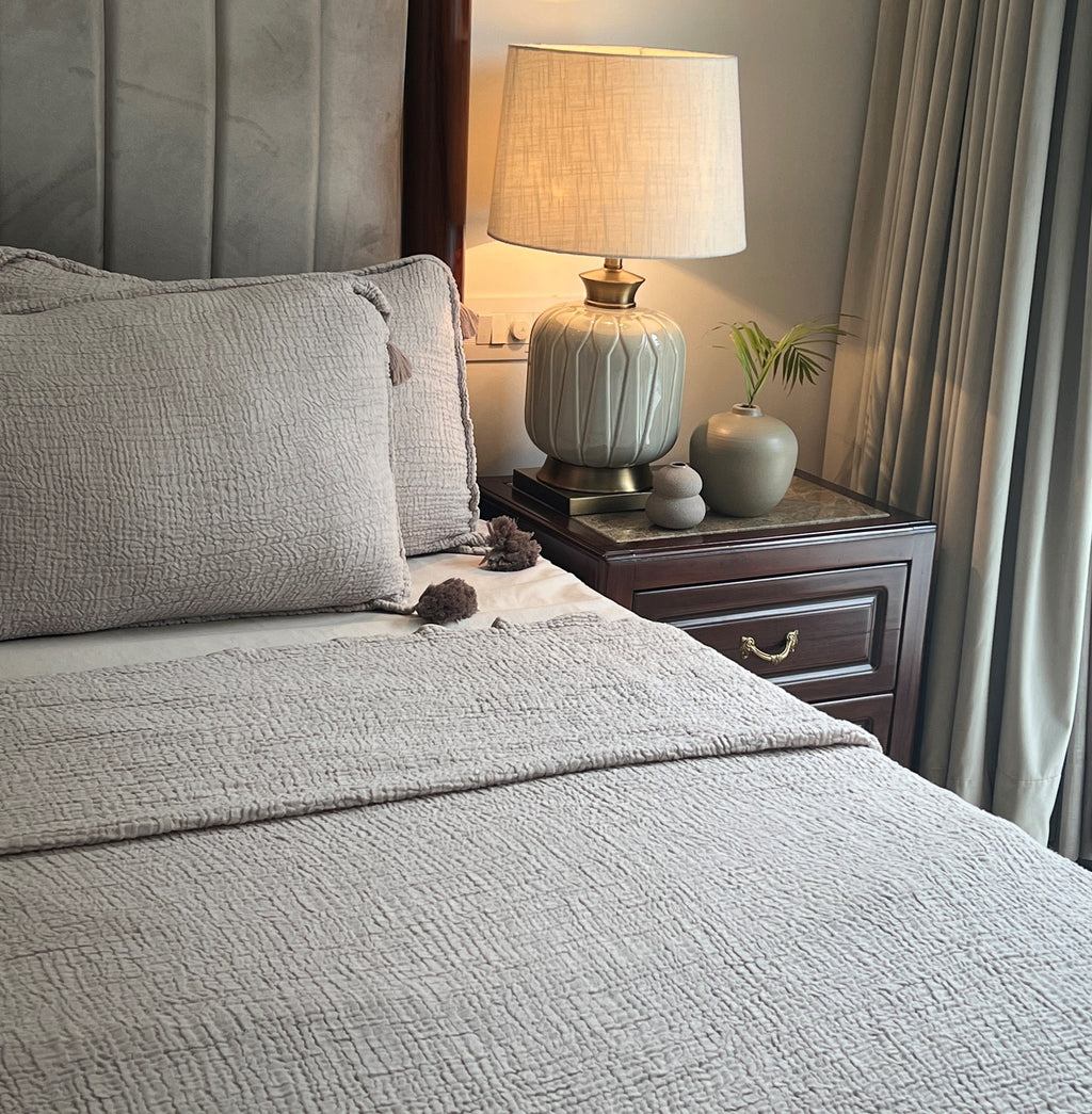 Sadyaska Meraki Buff Woven 1 Pcs Bedspread