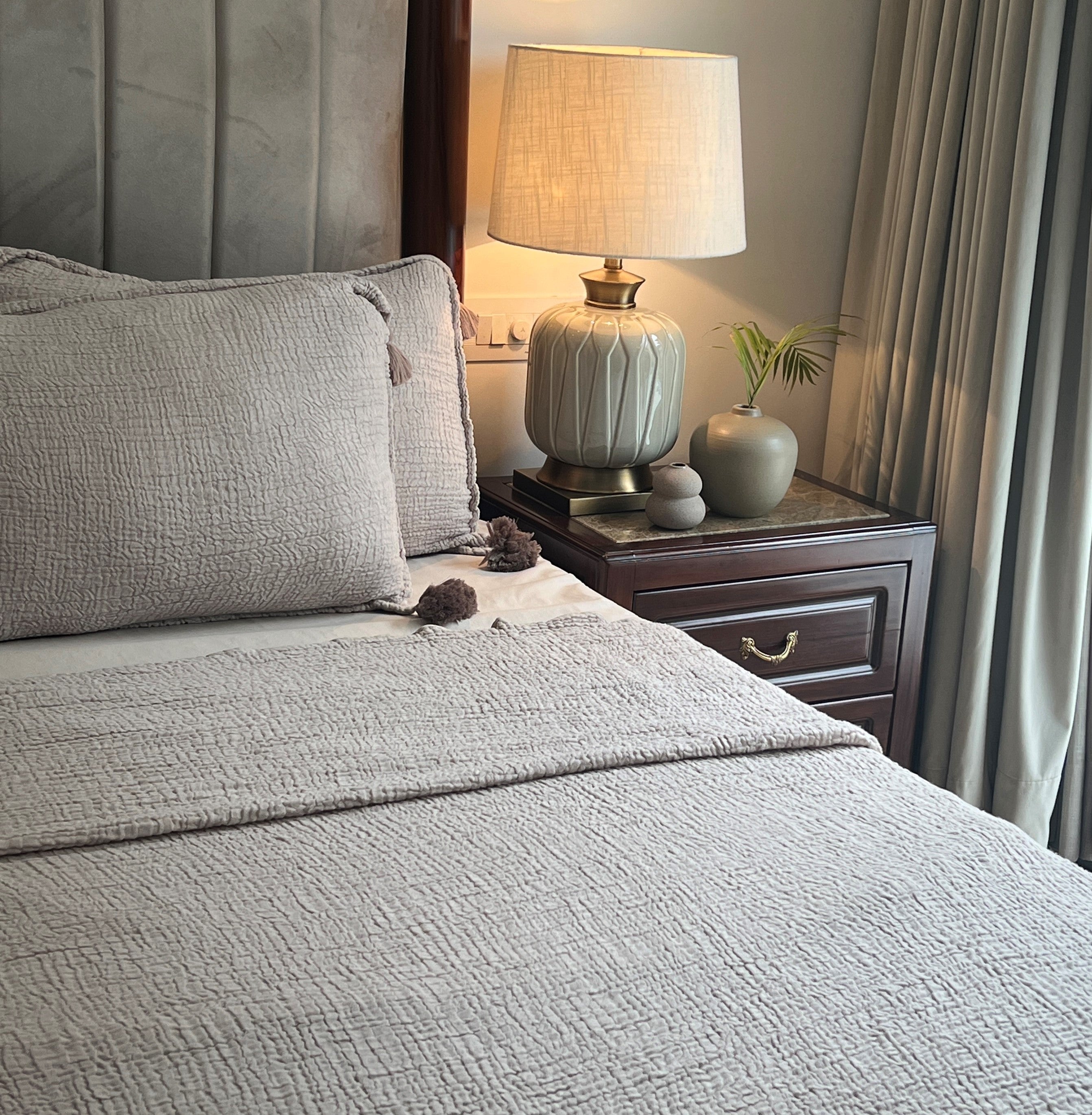 Sadyaska Meraki Buff Woven 1 Pcs Bedspread