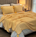 Sadyaska Meraki Buttercup Yellow Woven 1 Pcs Bedspread