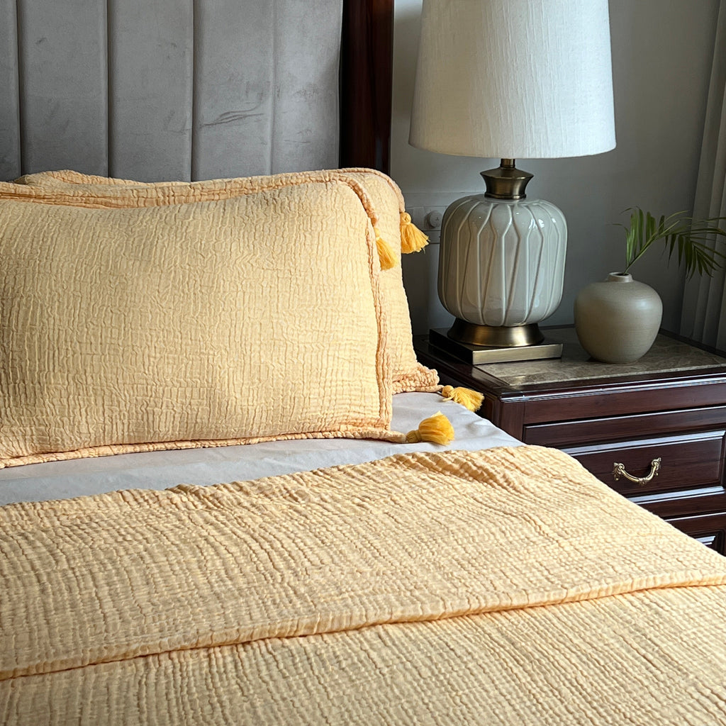 Sadyaska Meraki Buttercup Yellow Woven 1 Pcs Bedspread