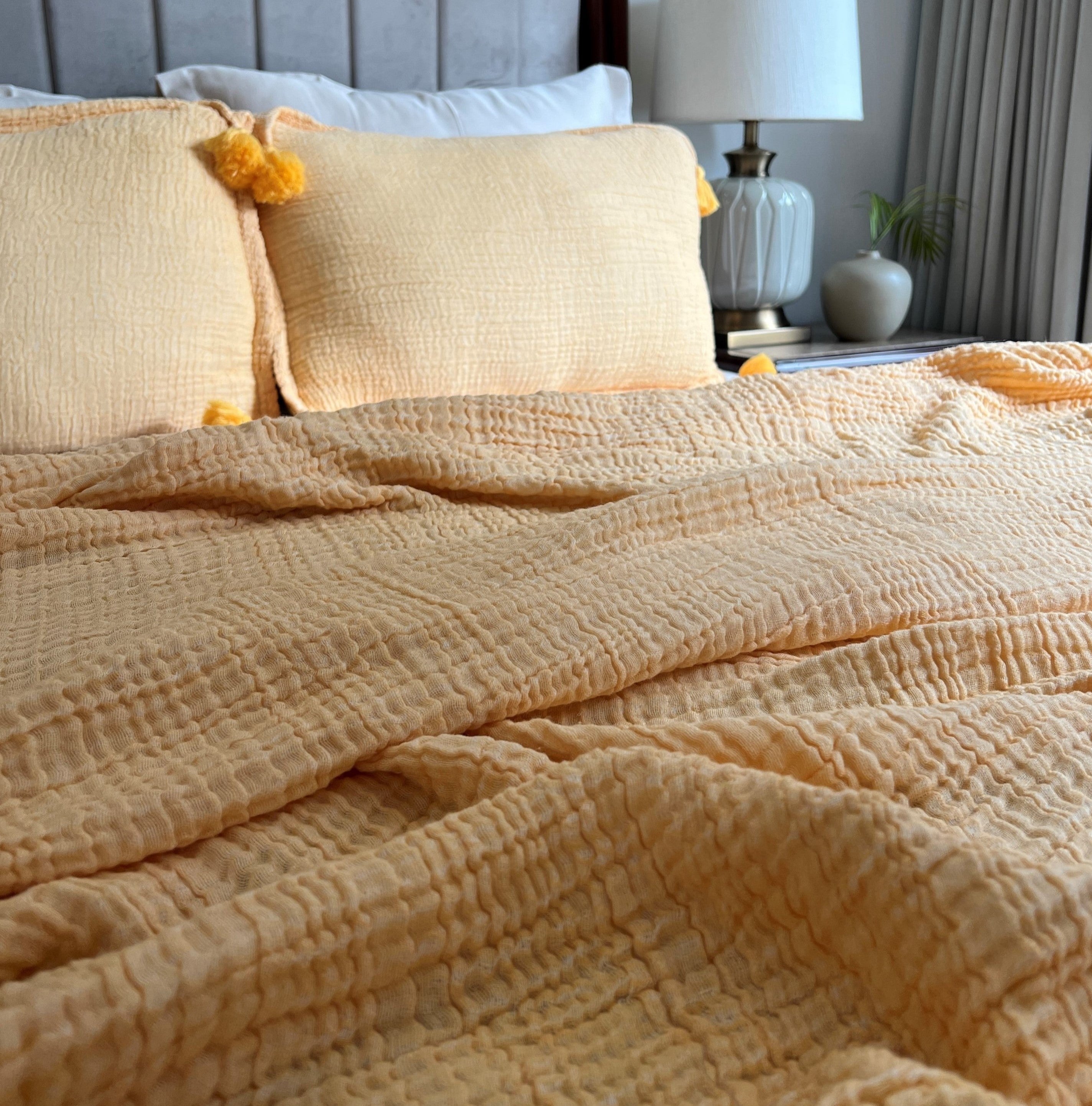 Sadyaska Meraki Buttercup Yellow Woven 1 Pcs Bedspread