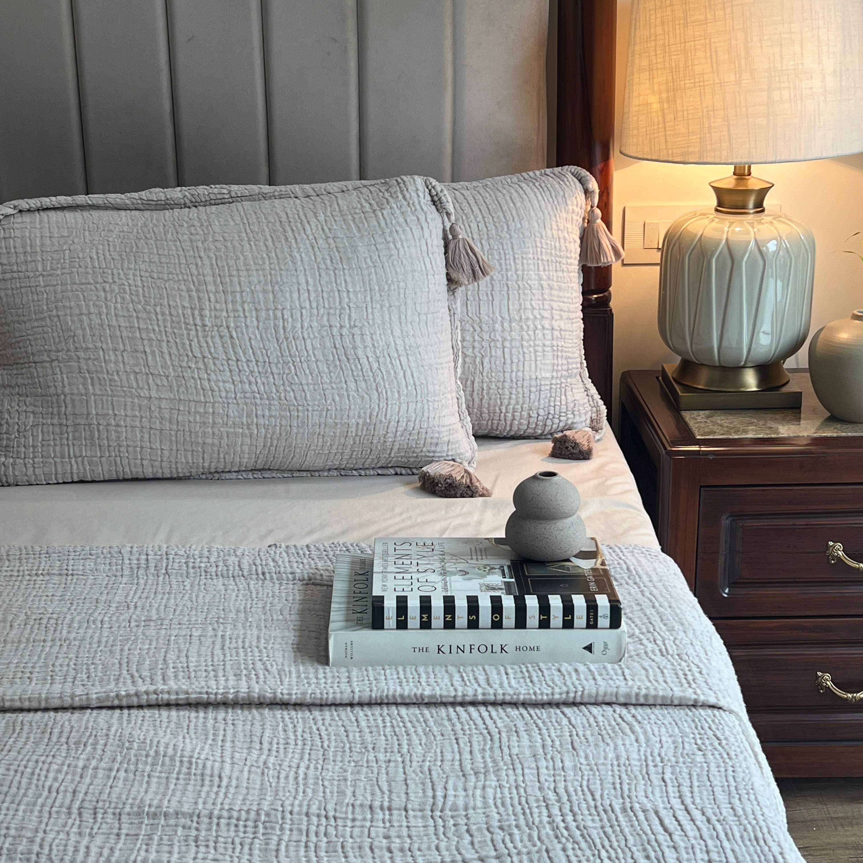 Sadyaska Meraki Greige Woven 1 Pcs Bedspread