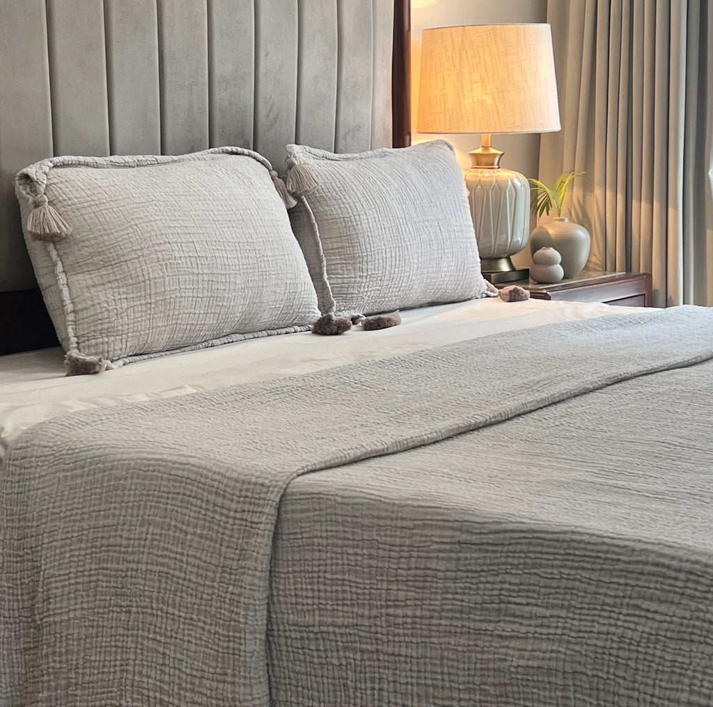 Sadyaska Meraki Greige Woven 1 Pcs Bedspread