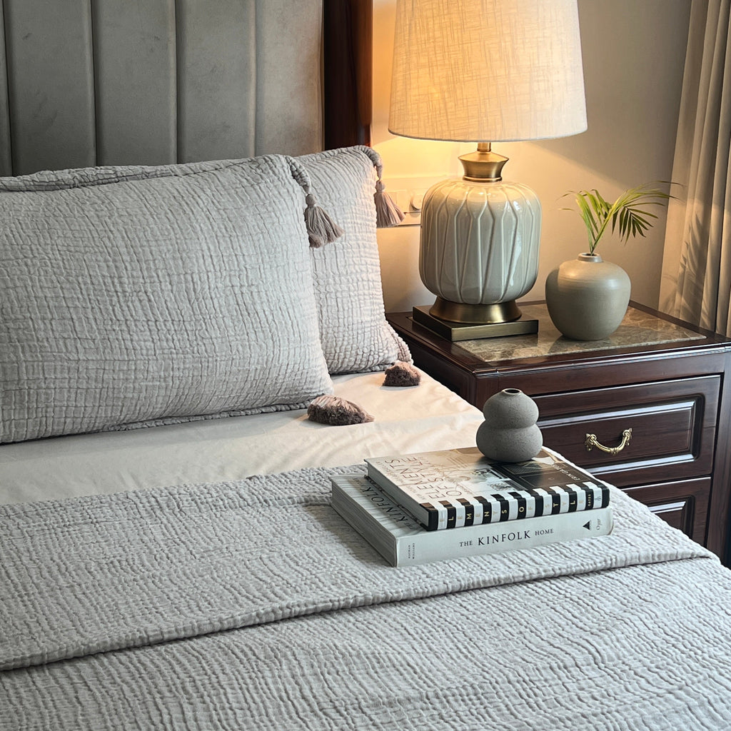 Sadyaska Meraki Greige Woven 1 Pcs Bedspread