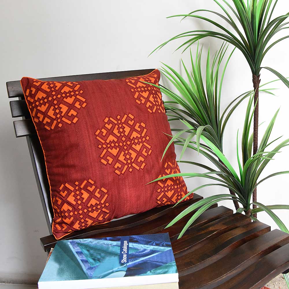 Sadyaska Durable Embroidered Silk Dupion for Garden, Bedroom, Cushion Case 16x16 1 Pcs Cushion Cover