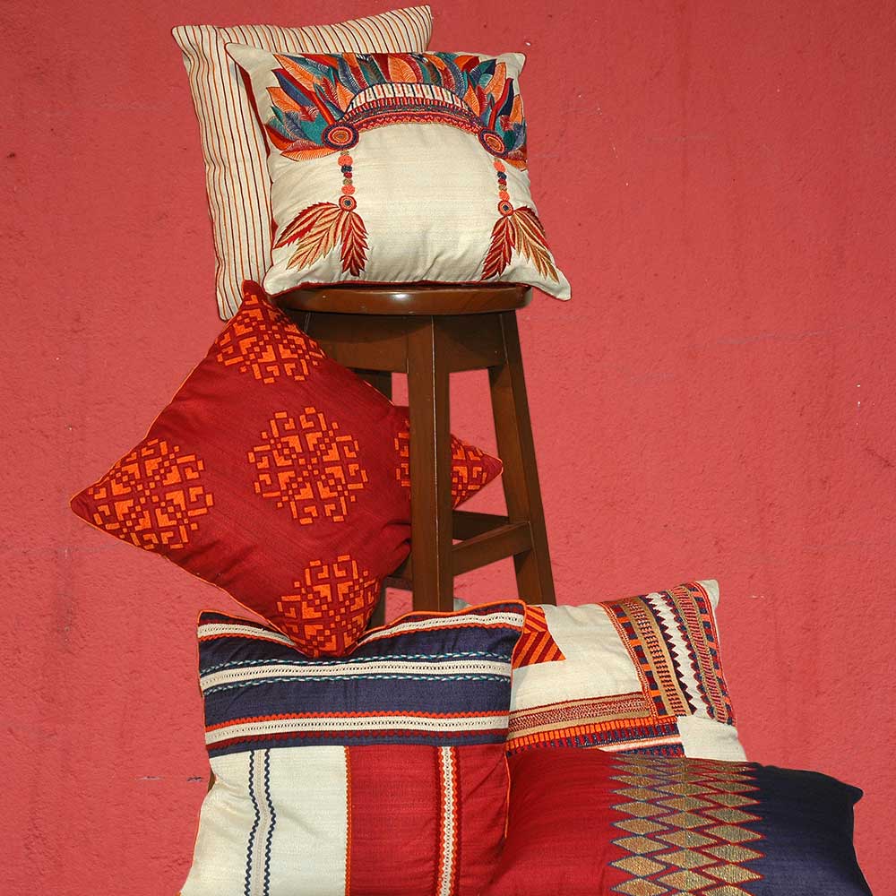 Sadyaska Durable Embroidered Silk Dupion for Garden, Bedroom, Cushion Case 16x16 1 Pcs Cushion Cover