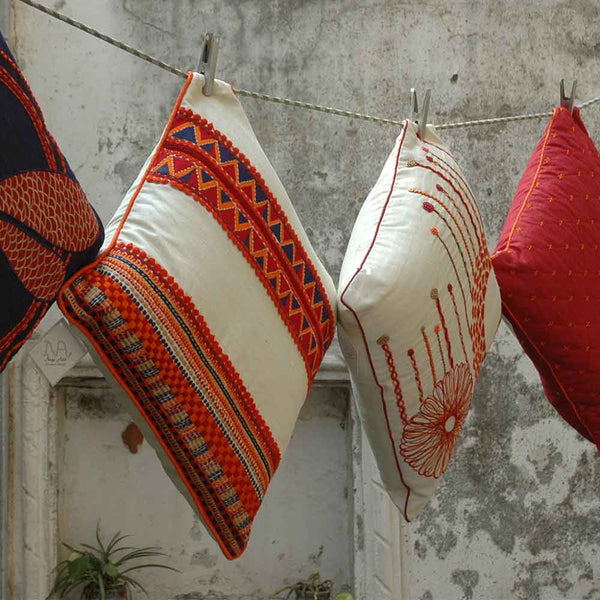 Sadyaska Home Furnishing Embroidered Silk Dupion 16x16(Inch) 1 Pcs Cushion Cover