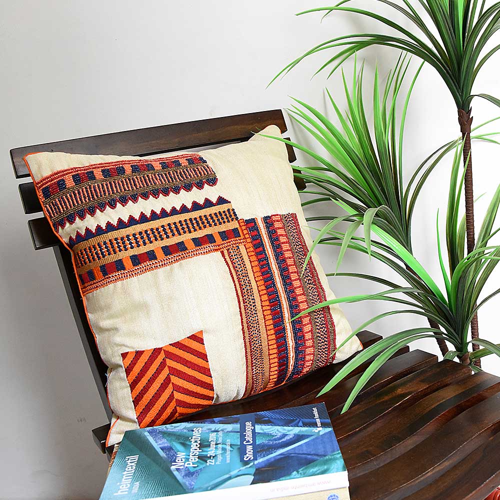 Sadyaska Silk Dupion Embroidered 16x16 Multi Color Cushion Case… 1 Pcs Cushion Cover
