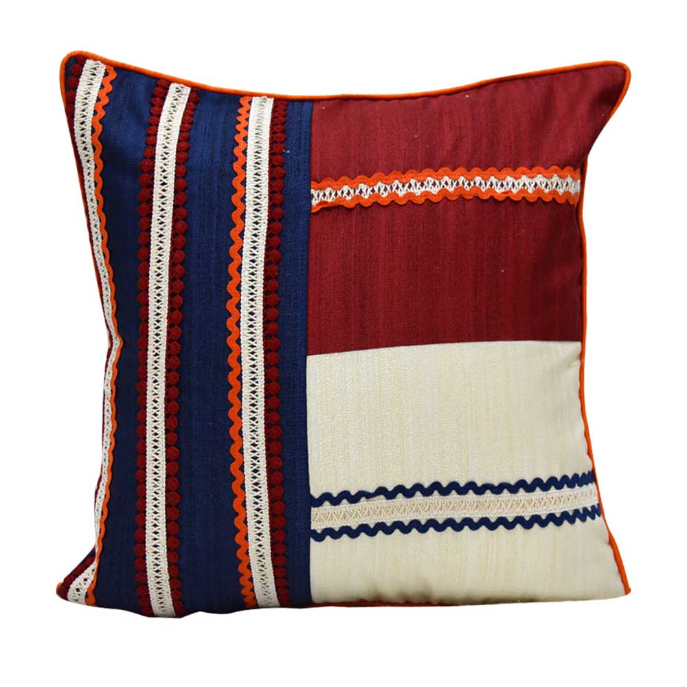 Sadyaska Lace Dupion Silk s Multi Coloured Cushion Cases for Bedroom, Drawing Room, Living Room 16x16… 1 Pcs Cushion Cover