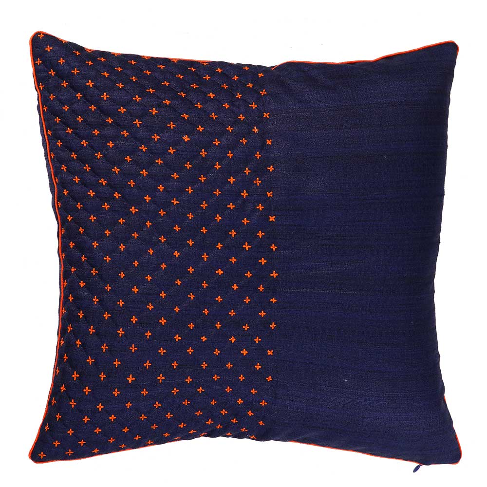 Sadyaska Blue Panache Embroidered Silk Dupion 16x16 Use For Office, Drawing Room, Living Room, Patio Cushion Case… 1 Pcs Cushion Cover