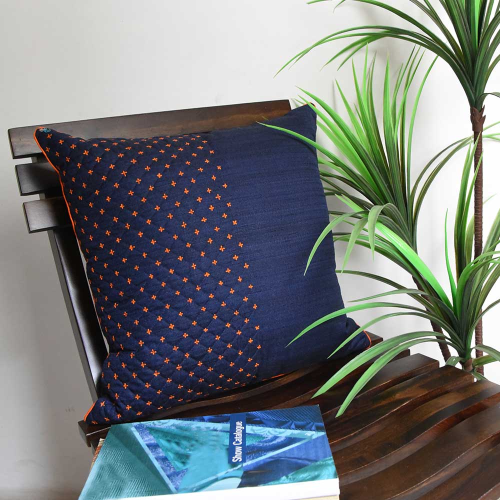 Sadyaska Blue Panache Embroidered Silk Dupion 16x16 Use For Office, Drawing Room, Living Room, Patio Cushion Case… 1 Pcs Cushion Cover